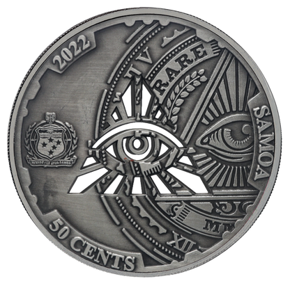 2022 Samoa Conspiracy Collection - Illuminati Cut-Out CN Coin in Card