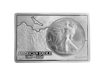 2026 U.S. Eagle 40th Ann. 3 oz Silver Coin in Bar