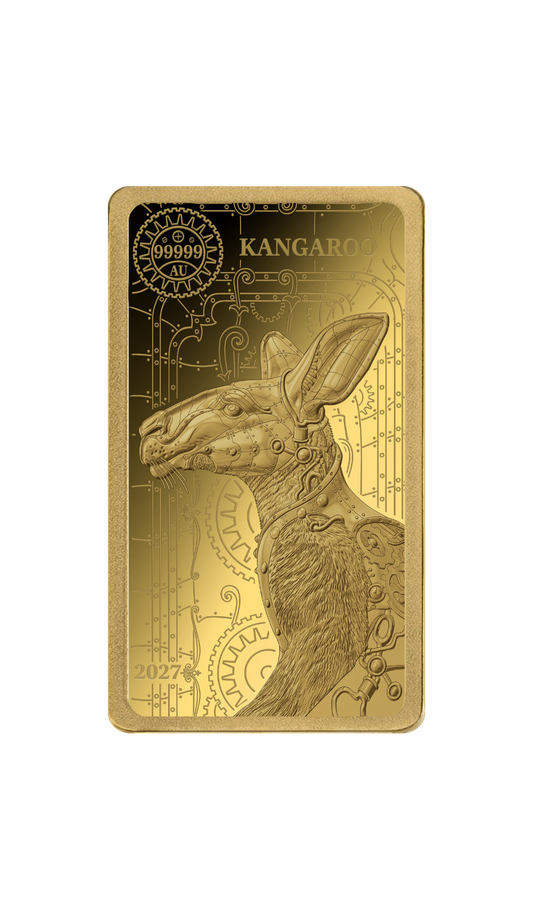 2027 Solomon Islands WPB Steampunk Kangaroo 1/200 oz Gold Coin - Capsule