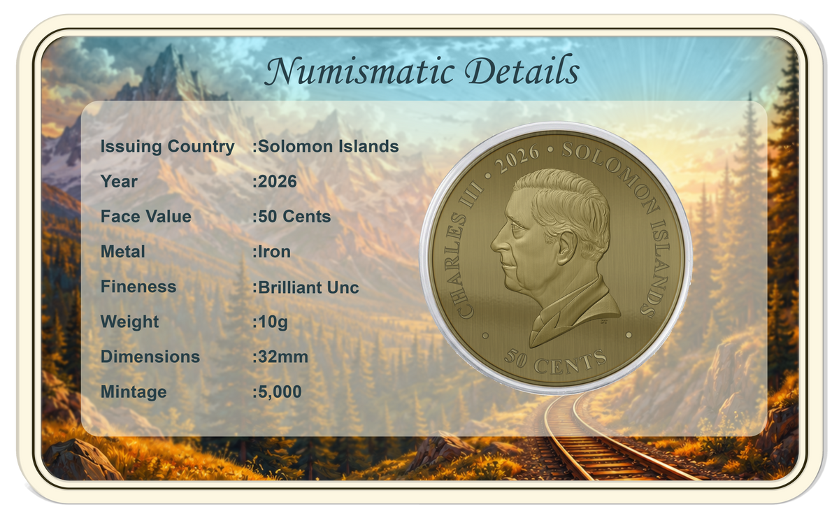 2026 Solomon Islands Engines of Progress - Steam Train 10g CN Coin in Card