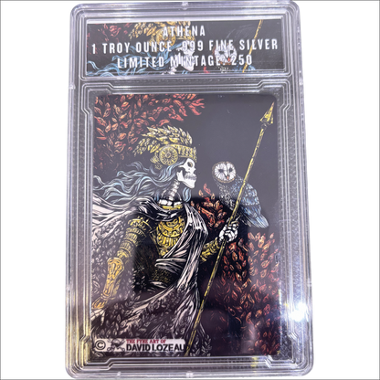 Athena by David Lozeau Colorized 1 oz Silver Bar in COA Slab