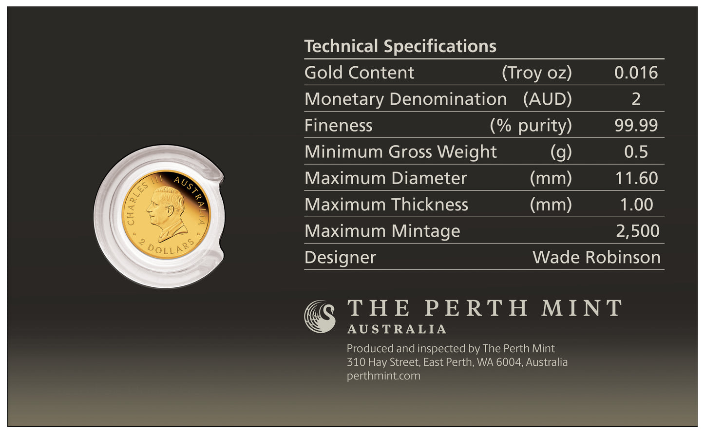 2026 Australia Kookaburra 0.5g Gold Coin in Card (06/23)
