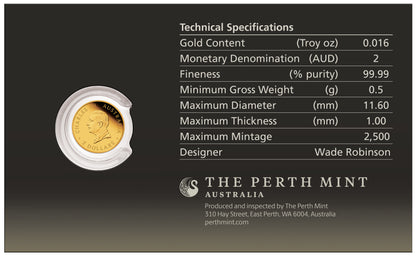 2026 Australia Kookaburra 0.5g Gold Coin in Card (06/23)
