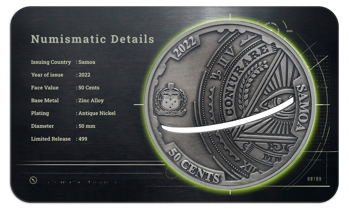 2022 Samoa Conspiracy Collection - Flat Earth Cut-Out CN Coin in Card