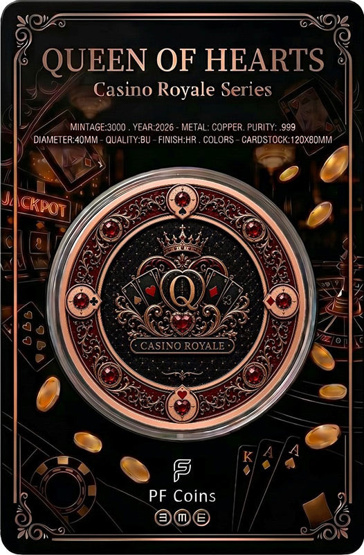 Casino Royale - Queen of Hearts Colorized 1 oz Copper Medal (07/03)