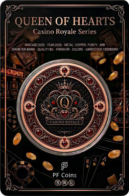 Casino Royale - Queen of Hearts Colorized 1 oz Copper Medal (07/03)