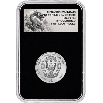 2026 Rwanda Chinese Blue Dragon Colorized 1/12 oz Silver Coin
