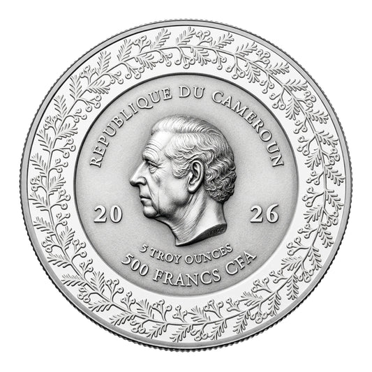 2026 Cameroon Nativity 5 oz White Brass Coin (06/19)
