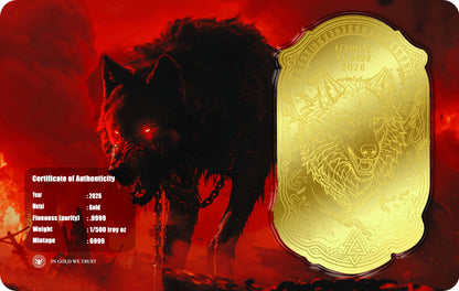 2026 Fenrir Shaped 1/500 oz Gold Medal in Card (07/01)
