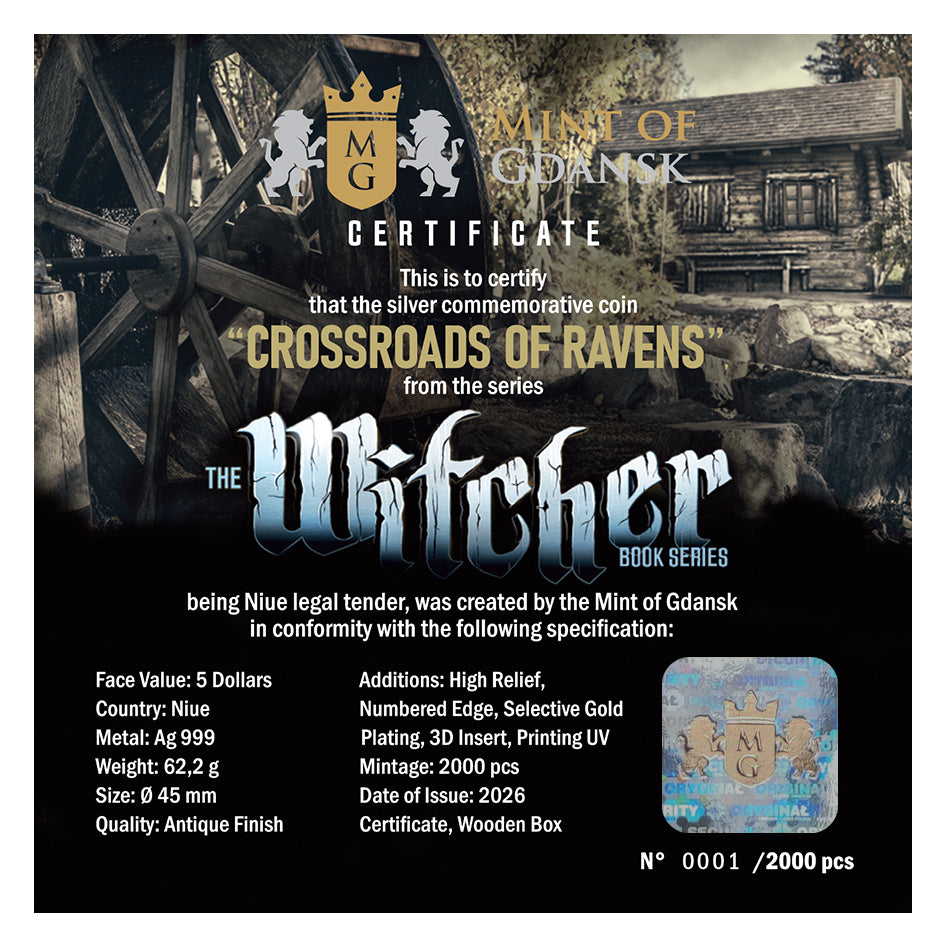 2026 Niue The Witcher - Crossroads of Ravens 2 oz Silver Coin