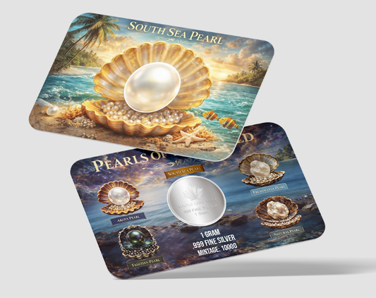 South Sea Pearl Shaped 1g Silver Medal in Card