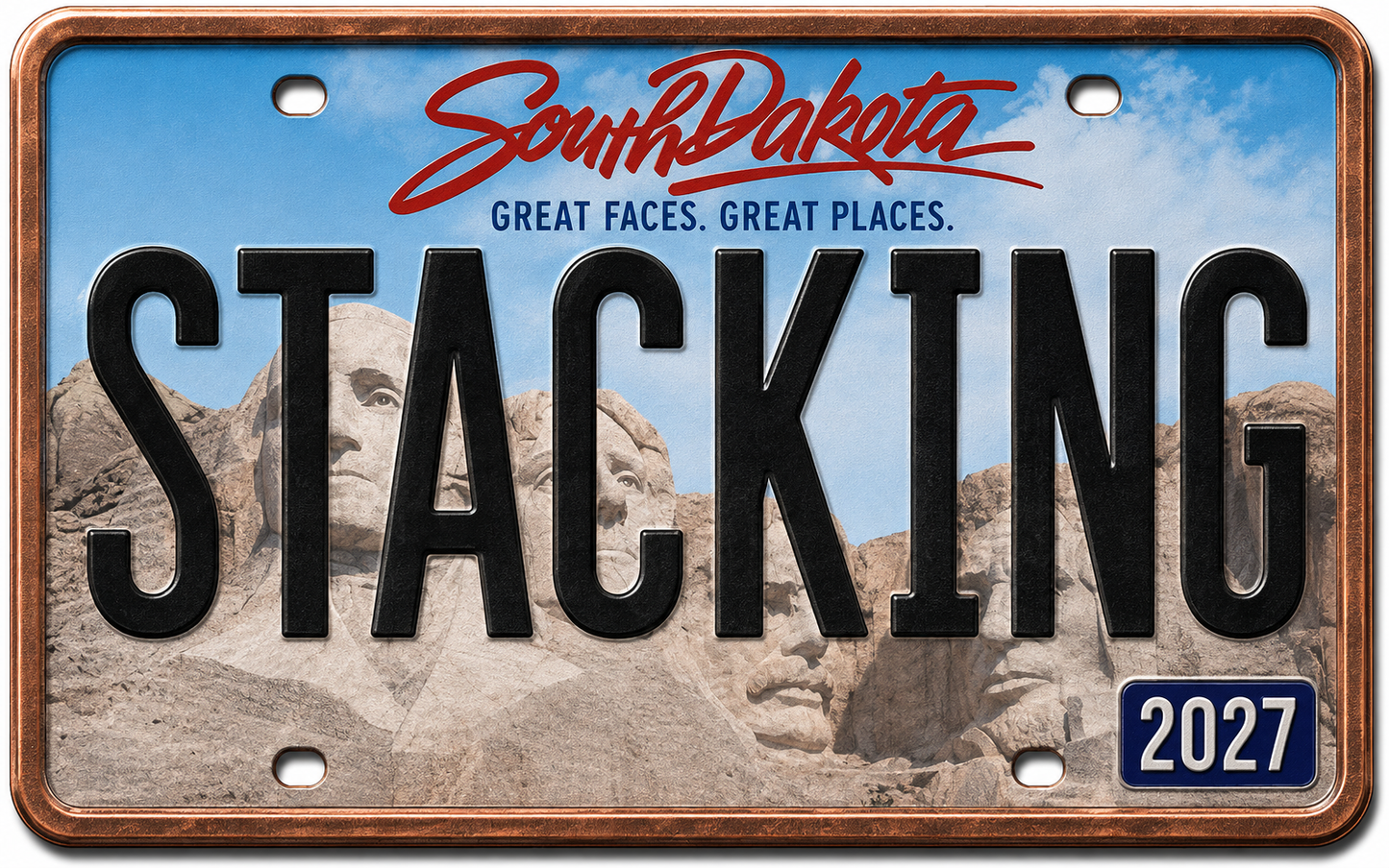 2027 Stacking Across America Nevada License Plate Colorized 1 oz Copper Bar (Series 3)