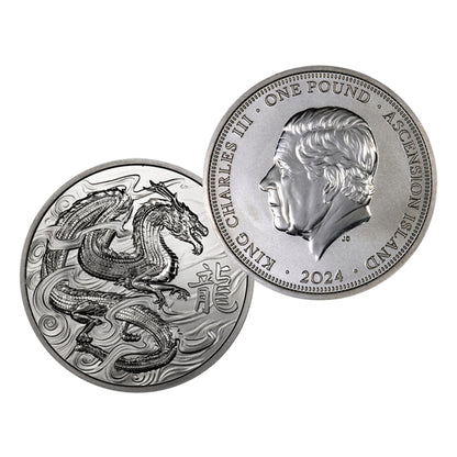 In Stock! 2024 Ascension Islands Lunar Dragon Proof 1 oz Silver Coin - OMP