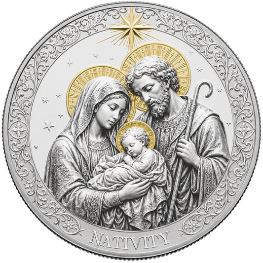 2026 Cameroon Nativity 5 oz White Brass Coin (06/19)