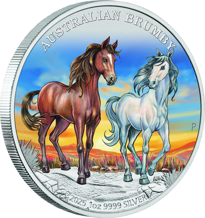 In Stock! 2025 Australia Brumby Horse Colorized 1 oz Silver Coin (08/01)
