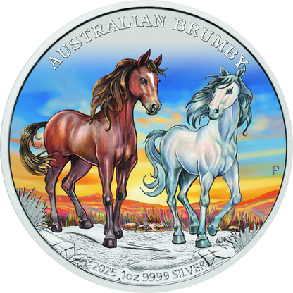 In Stock! 2025 Australia Brumby Horse Colorized 1 oz Silver Coin (08/01)