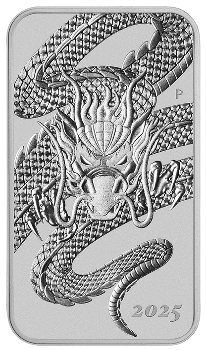 In Stock! 2025 Australia Dragon Bar PROOF 1 oz Silver Coin