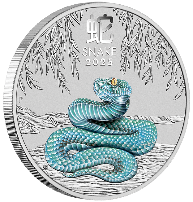 In Stock! 2025 Australia Lunar Snake Colorized 1 oz Silver Coin NGC MS 70