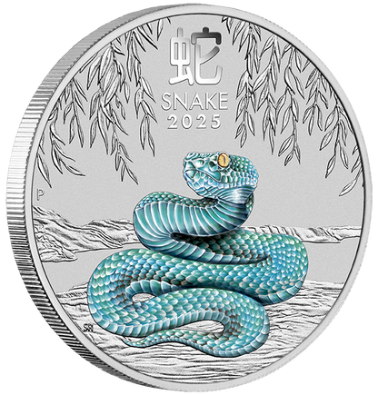 In Stock! 2025 Australia Lunar Snake Colorized 1 oz Silver Coin NGC MS 70