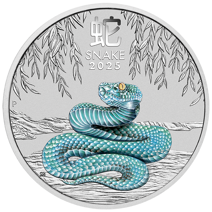 In Stock! 2025 Australia Lunar Snake Colorized 1 oz Silver Coin NGC MS 70