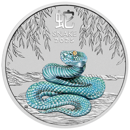 In Stock! 2025 Australia Lunar Snake Colorized 1 oz Silver Coin NGC MS 70