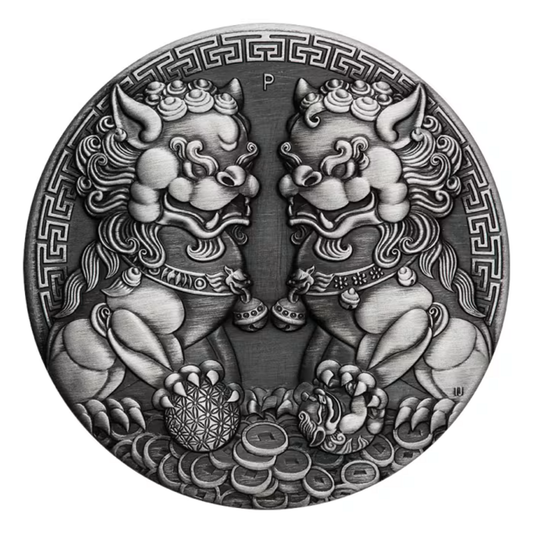 In Stock! 2021 Australia Double Pixiu Antiqued 2 oz Silver Coin - Options: OMP