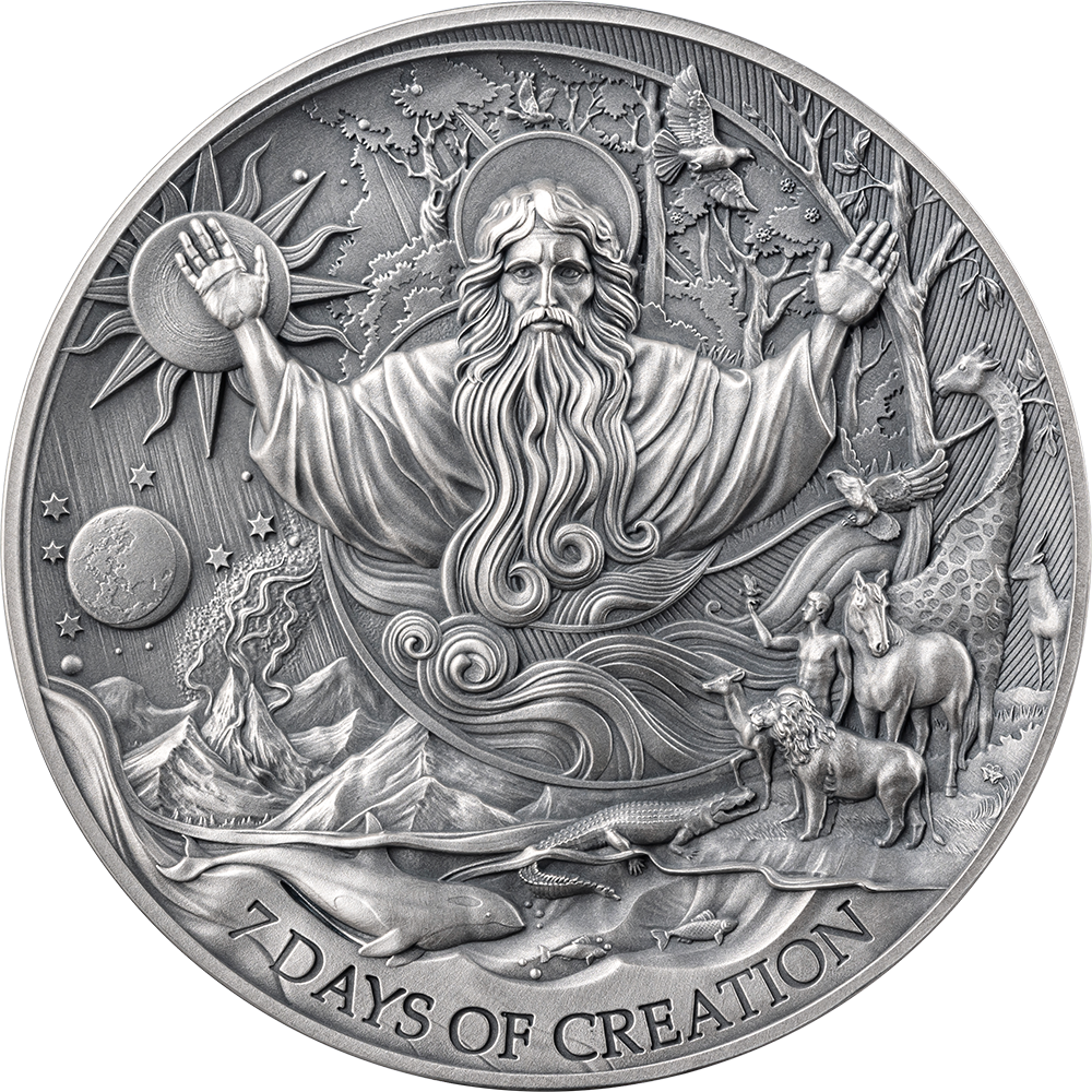 2024 Cameroon Bible Stories The Seven Days of Creation 2 oz Silver Coin (4/8)