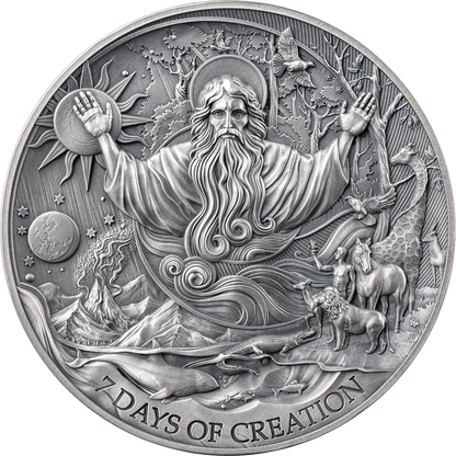 2024 Cameroon Bible Stories The Seven Days of Creation 2 oz Silver Coin (4/8)