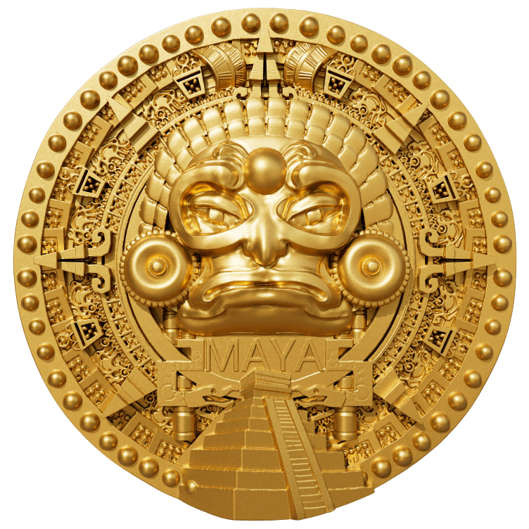 In Stock! 2025 Cameroon Maya 2 oz Silver Coin - Gold Gilded Version!