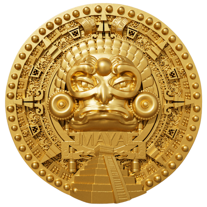 In Stock! 2025 Cameroon Maya 2 oz Silver Coin - Gold Gilded Version!