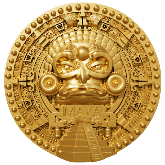 In Stock! 2025 Cameroon Maya 2 oz Silver Coin - Gold Gilded Version!