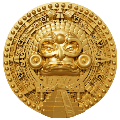 In Stock! 2025 Cameroon Maya 2 oz Silver Coin - Gold Gilded Version!