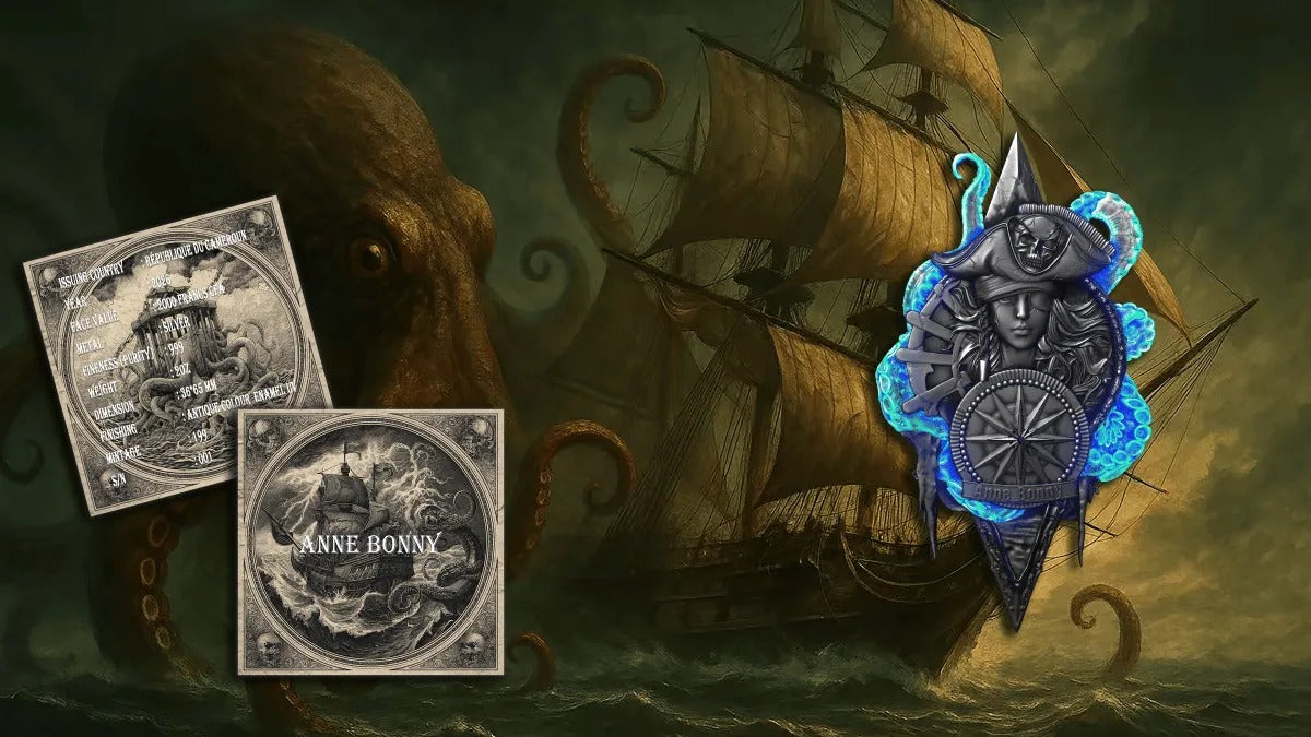 In Stock! 2026 Cameroon Pirates Flame of Defiance Anne Bonny 2 oz Silver Coin