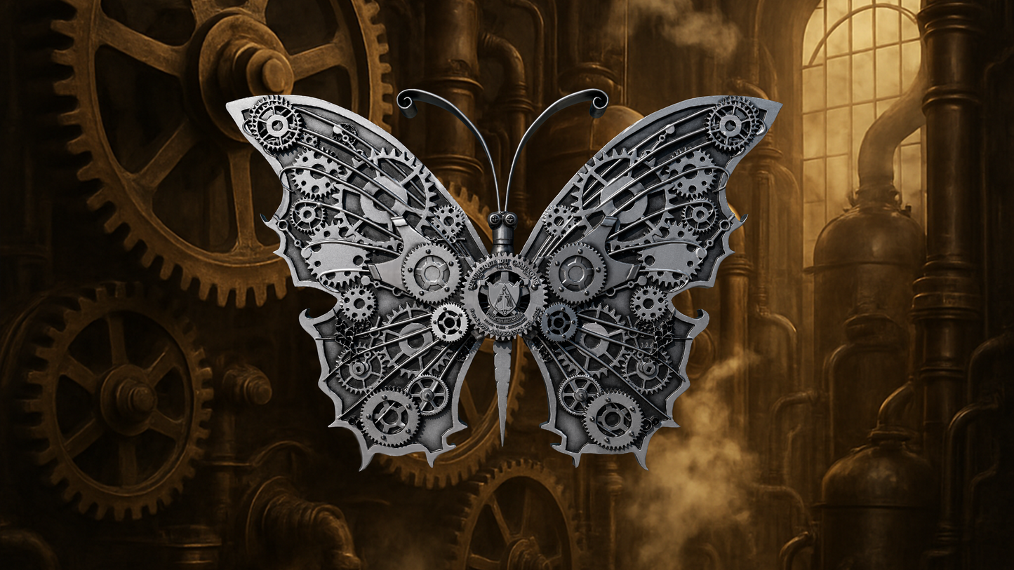 In Stock and Serial #2! 2025 Cameroon Steampunk Mech Butterfly 2 oz Silver Coin - Antique