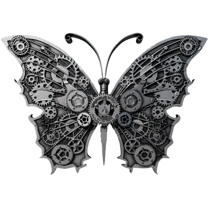 In Stock and Serial #2! 2025 Cameroon Steampunk Mech Butterfly 2 oz Silver Coin - Antique