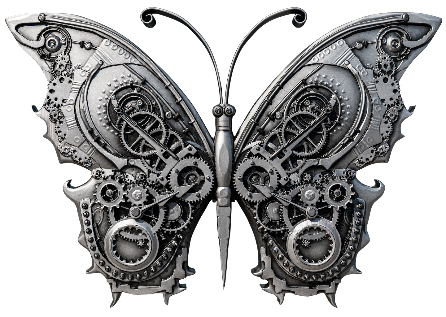 In Stock and Serial #2! 2025 Cameroon Steampunk Mech Butterfly 2 oz Silver Coin - Antique