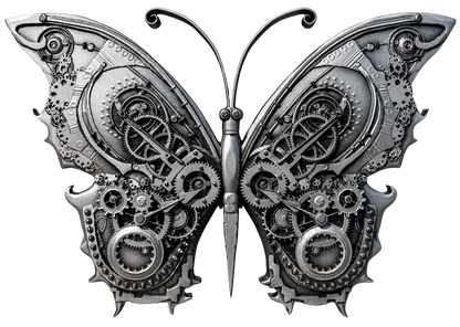 In Stock and Serial #2! 2025 Cameroon Steampunk Mech Butterfly 2 oz Silver Coin - Antique