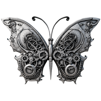 In Stock and Serial #2! 2025 Cameroon Steampunk Mech Butterfly 2 oz Silver Coin - Antique