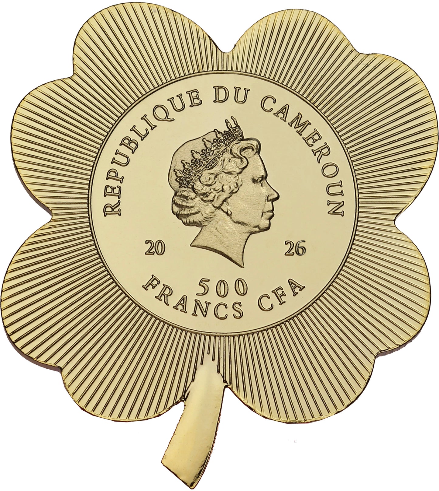 In Stock! 2026 Cameroon Four-Leaf Clover Shaped Gold Plated CN Coin