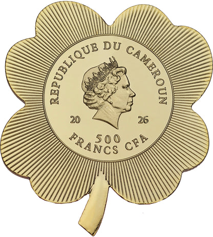 In Stock! 2026 Cameroon Four-Leaf Clover Shaped Gold Plated CN Coin