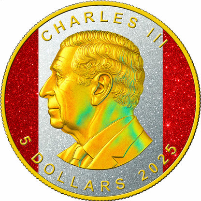 In Stock! 2025 Canada Maple Leaf Holo Gold Diamond Flag Edition 1 oz Silver Coin (06/09)