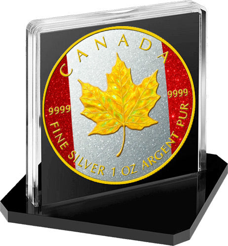 In Stock! 2025 Canada Maple Leaf Holo Gold Diamond Flag Edition 1 oz Silver Coin (06/09)