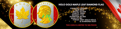 In Stock! 2025 Canada Maple Leaf Holo Gold Diamond Flag Edition 1 oz Silver Coin (06/09)