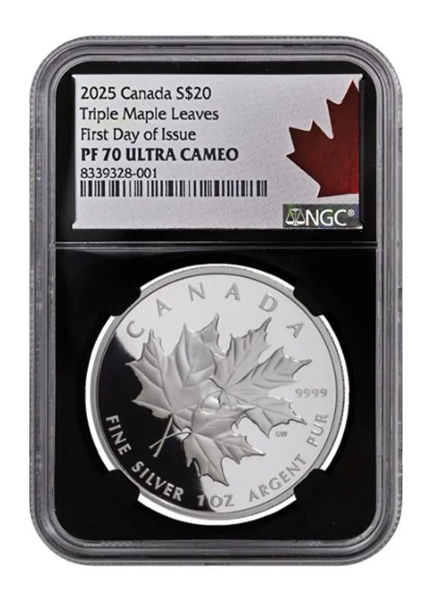 In Stock! 2025 Canada Triple Maple Leaf Proof 1 oz Silver Coin NGC PF 70 UCAM FDI