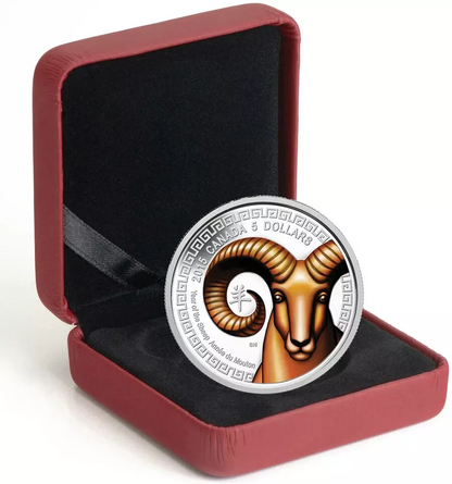 2015 Canada Year of the Sheep Colorized Proof 3/4 oz Silver Coin