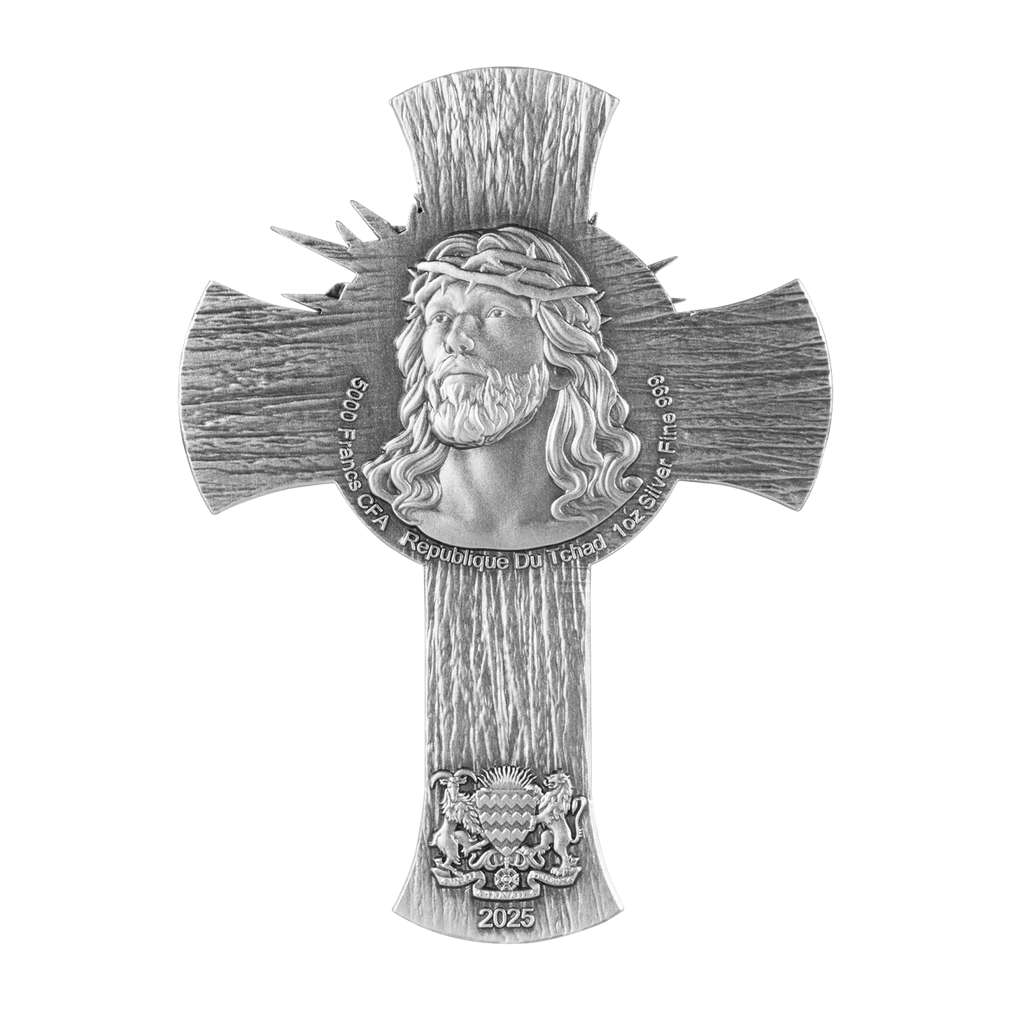 In Stock! 2025 Chad Jesus Cross Shaped 1 oz Silver Coin - Options: Original Mint Packaging