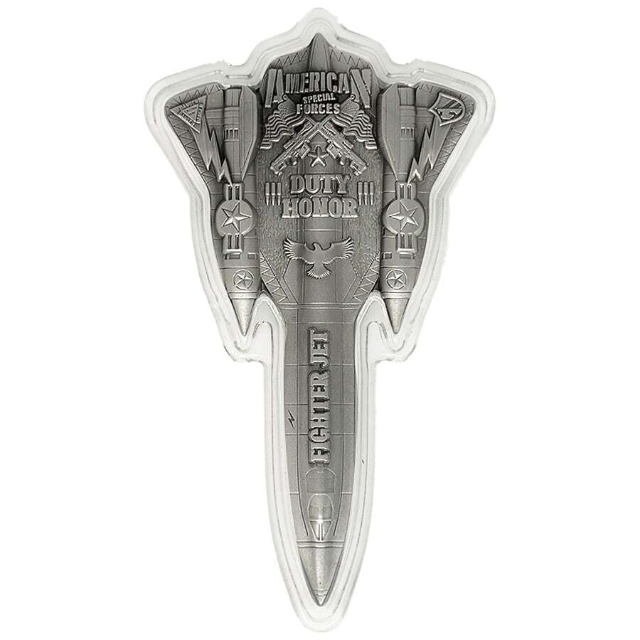 2024 Chad Fighter Jet Shaped Antiqued 2 oz Silver Coin
