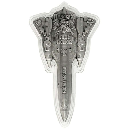 2024 Chad Fighter Jet Shaped Antiqued 2 oz Silver Coin