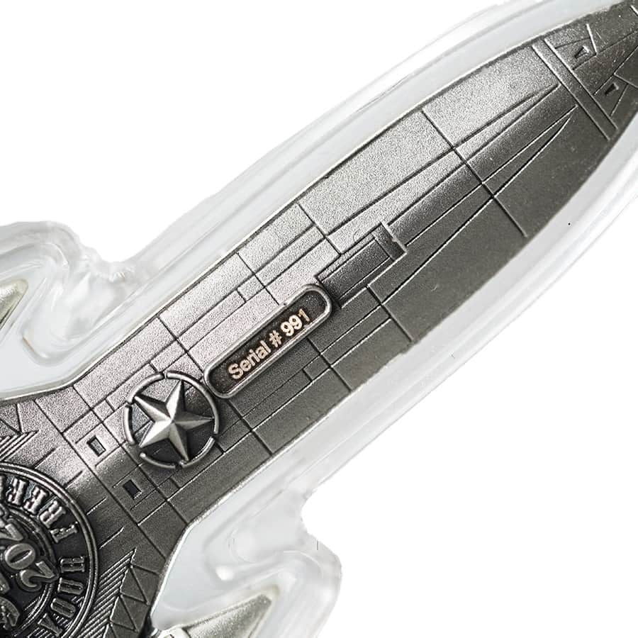 2024 Chad Fighter Jet Shaped Antiqued 2 oz Silver Coin
