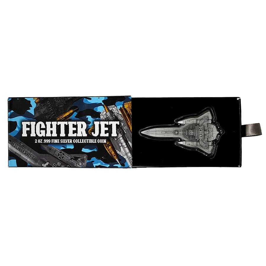 2024 Chad Fighter Jet Shaped Antiqued 2 oz Silver Coin